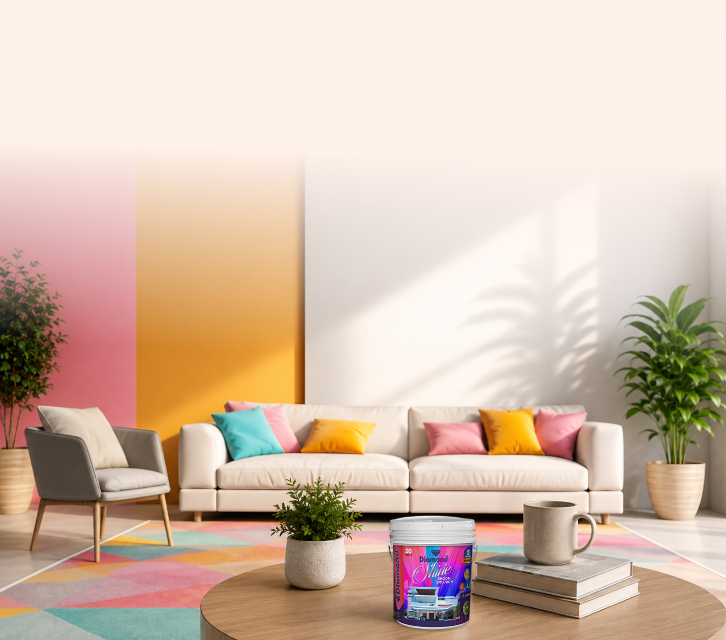 Colourful living room painted with Diamond Paints