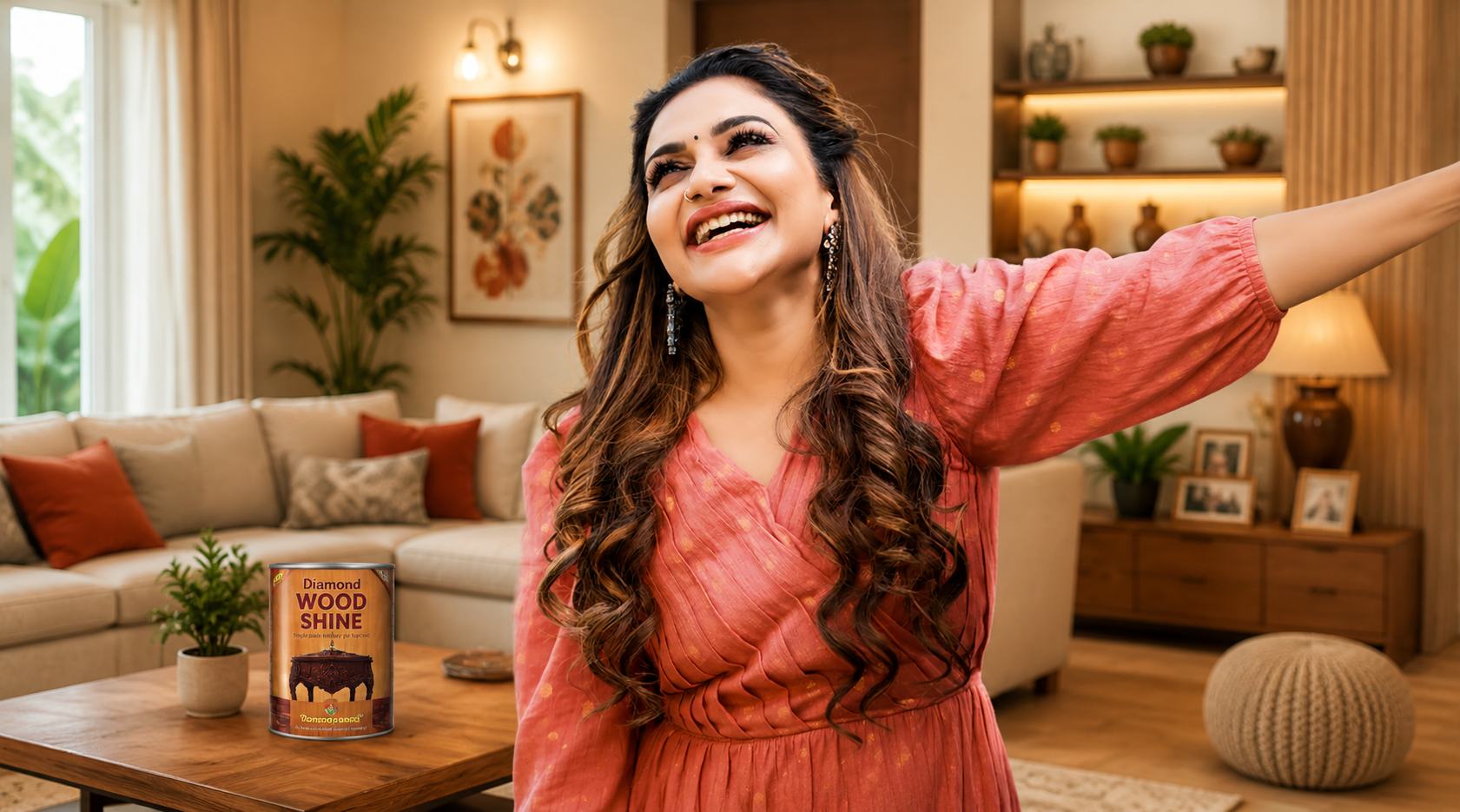A joyful customer in a beautifully painted living room